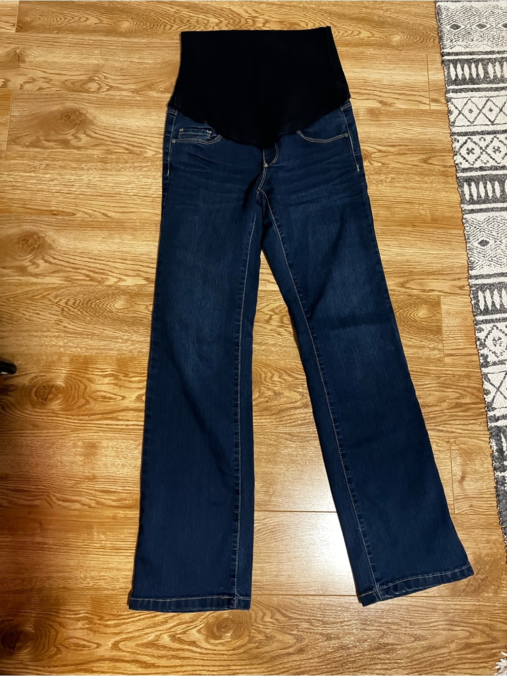 Thyme Maternity Dark Blue Straight Leg Jeans with Black Panel